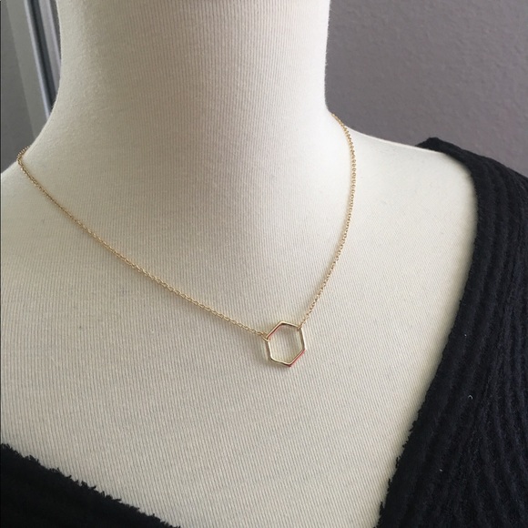 Stay Hexy Gold Dainty Hexagon Necklace - Picture 4 of 6
